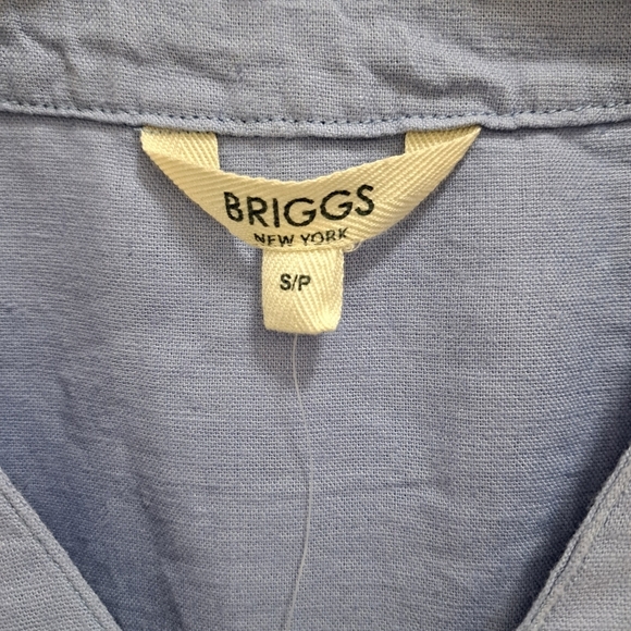NWT Briggs New York Blue Linen Dress Small V-neck Short Sleeved - Picture 5 of 13